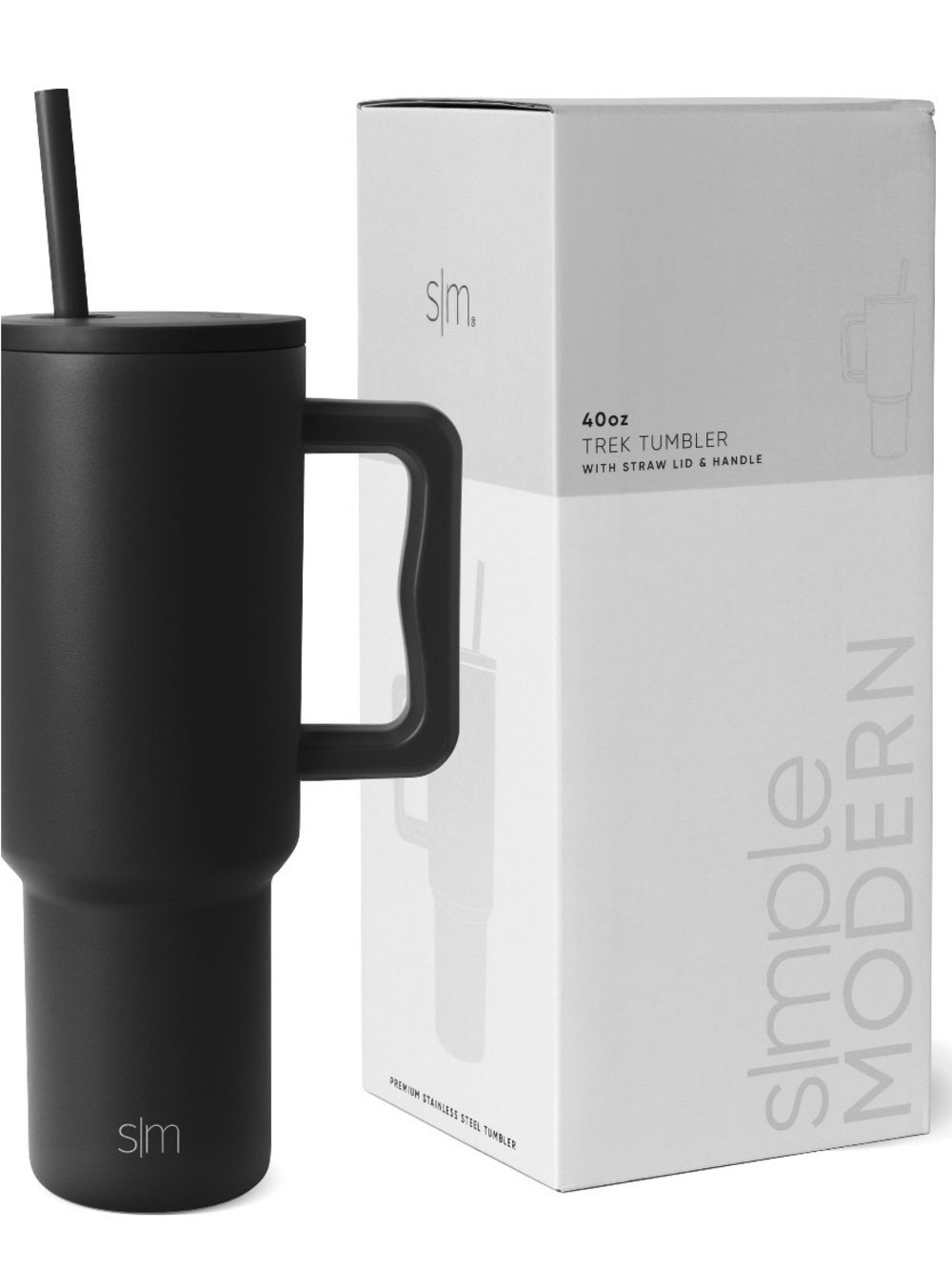 Black SLM Tumbler with Handle and Straw